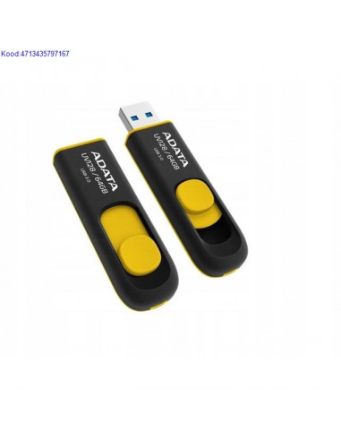 Mlupulk USB32 64GB AData Flash Drive UV128 mustkollane 1243