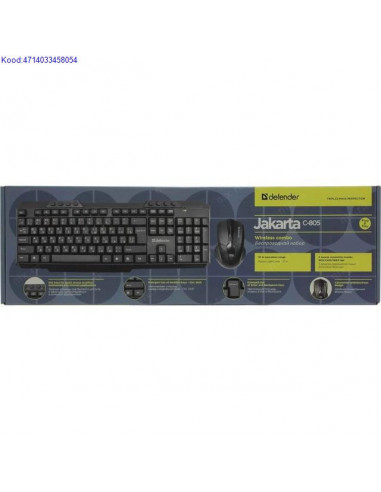 Juhtmevaba klaviatuur ja hiir Defender Jakarta C805 USB must 1794