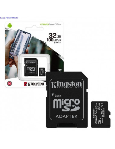 Mlukaart SDHC 32GB Kingston Canvas Select Plus  adapter Class10 2175