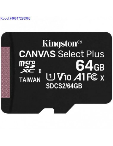 Mlukaart micro SDXC 64 GB Kingston Canvas Select Plus  5192