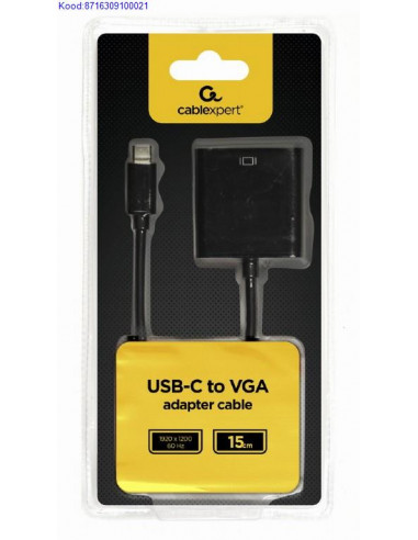 USBC to VGA adapterkaabel 15 cm Cablexpert ABCMVGAF01 6278